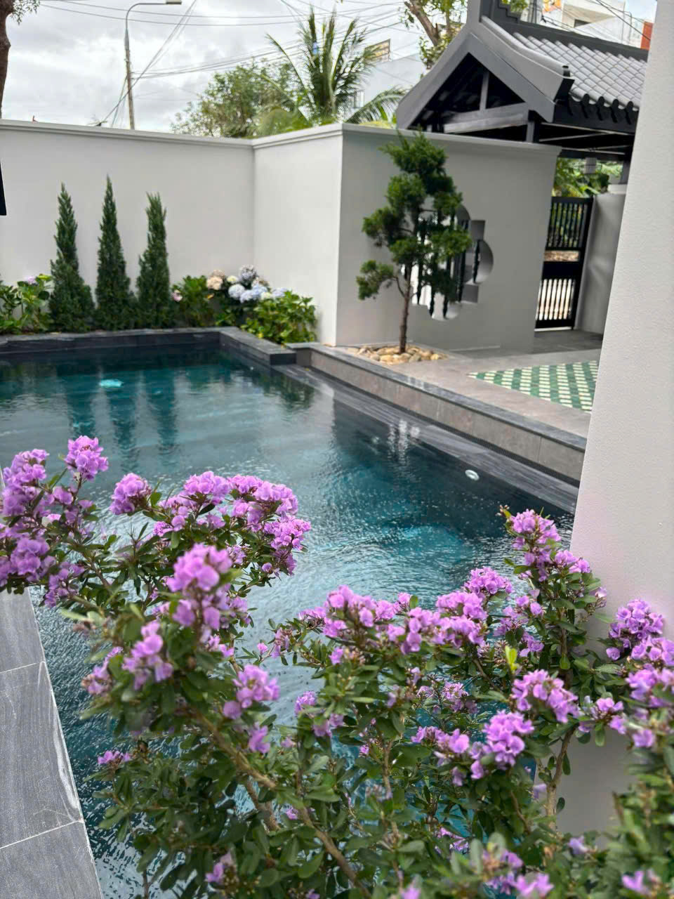 Hồ bơi biệt thự Hòa Xuân thiết kế theo phong cách hiện đại